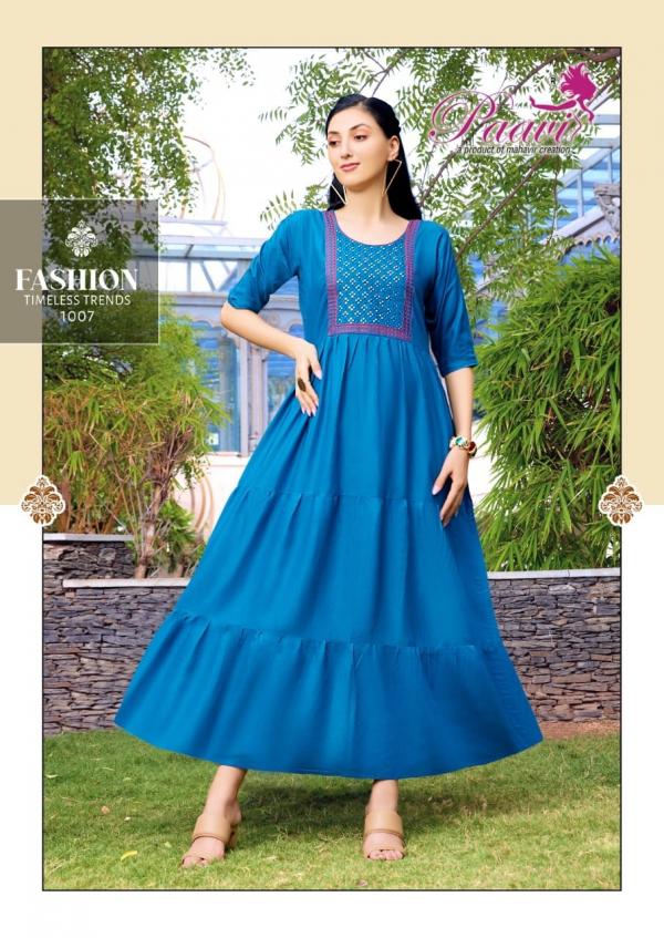 Paavi Rinaz Vol 2rayon Designer Long Anarkali Kurti Collection